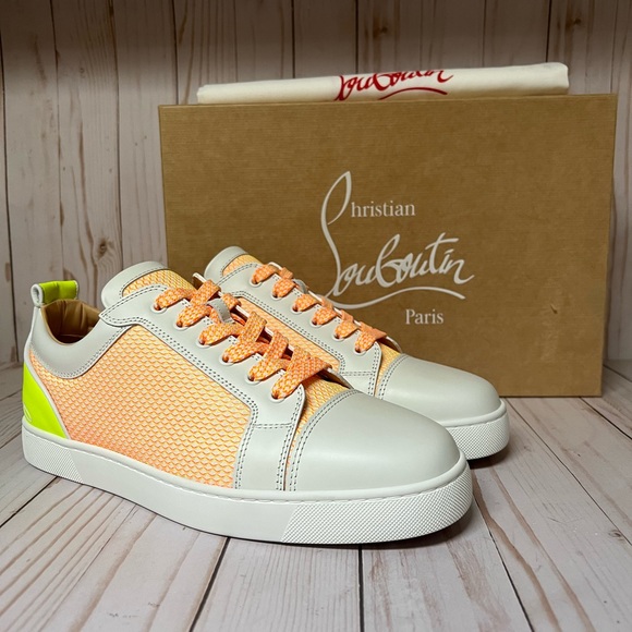 Christian Louboutin Fun Louis Junior White/Yellow Multi Sz 44 / 11 - Picture 1 of 15